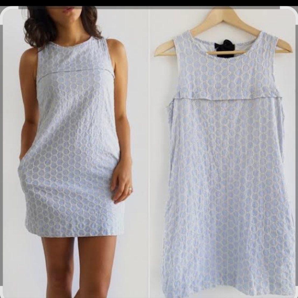J. Crew Sky Blue Patterned Mini Dress